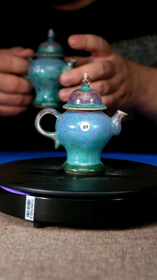 89#盼龙窑一级品原矿钧瓷将军壶