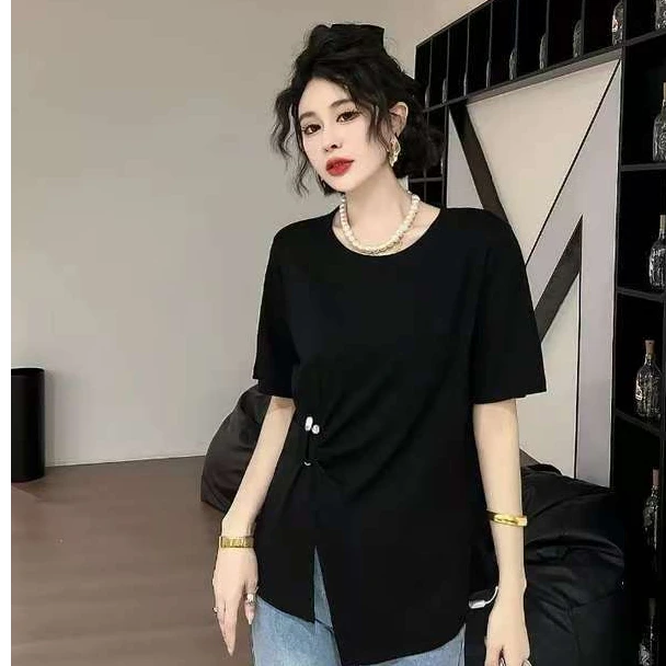 夏季新款大码女生正肩7963修身显瘦百搭短款上衣T恤