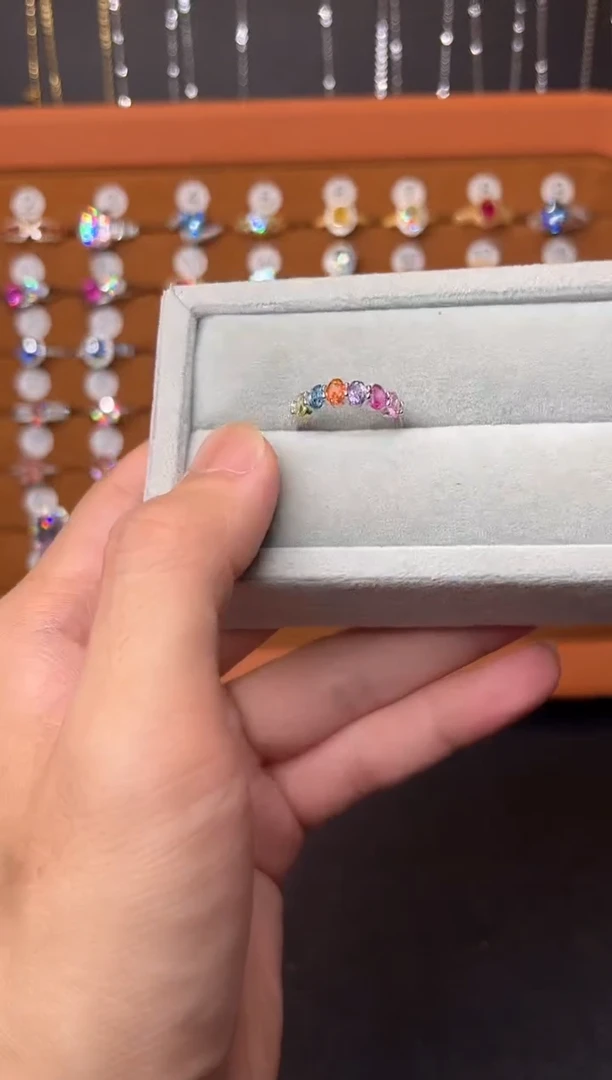 彩色蓝宝石戒圈银S925镶嵌00000