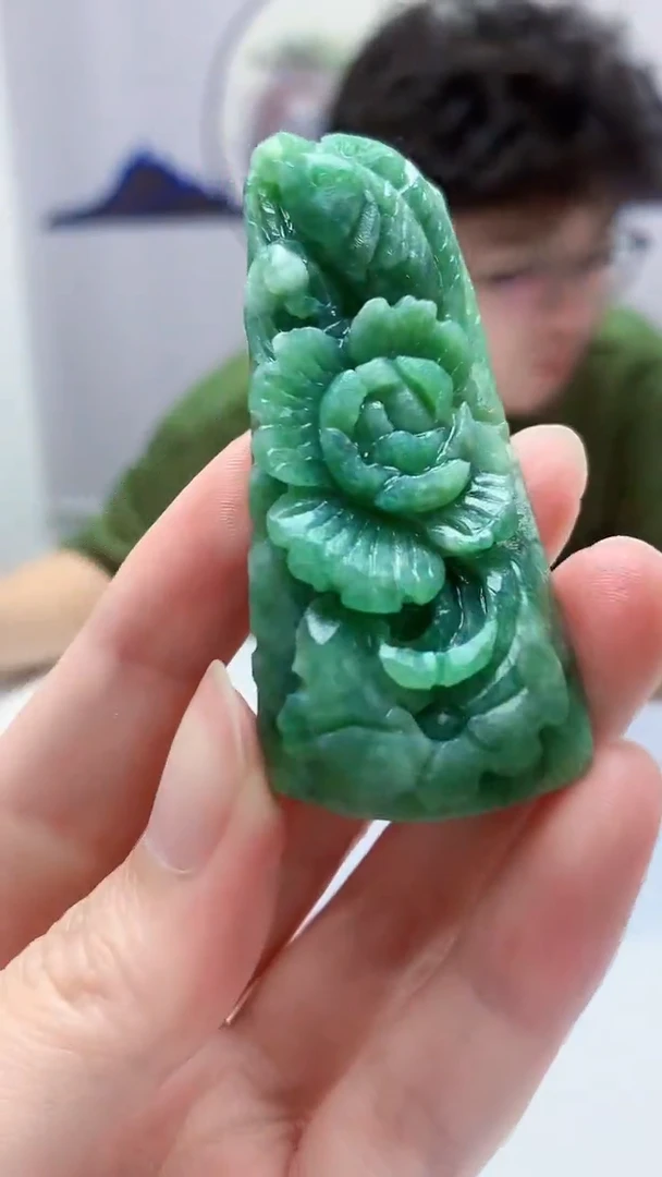 【闪购商品】定制翡翠未镶嵌4688zm-毛货挂件荷叶鱼13