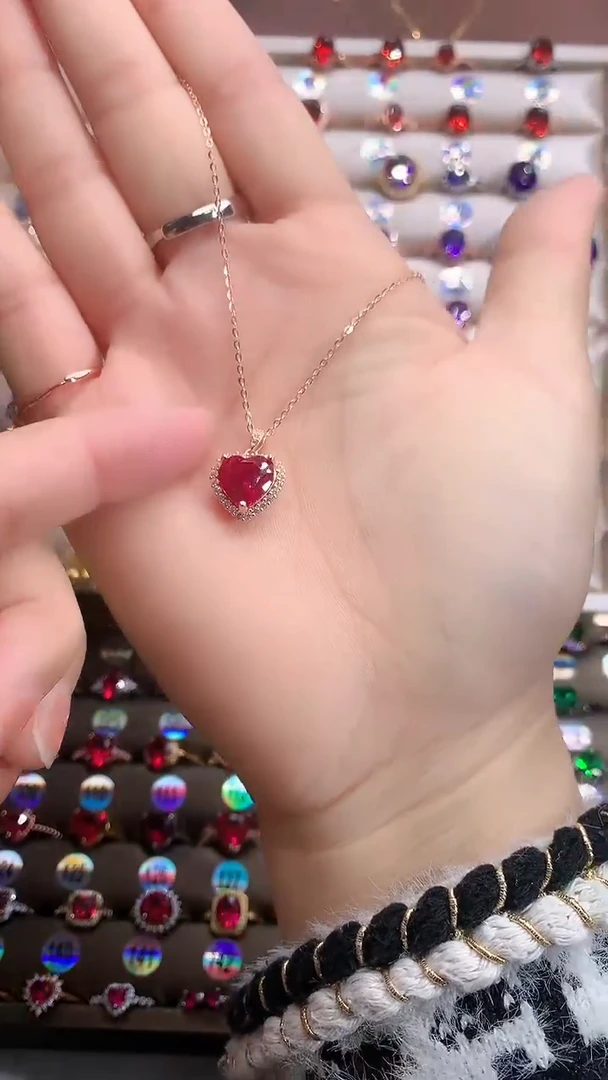 【闪购商品】红宝石吊坠(赠链)银S925镶嵌玫瑰金