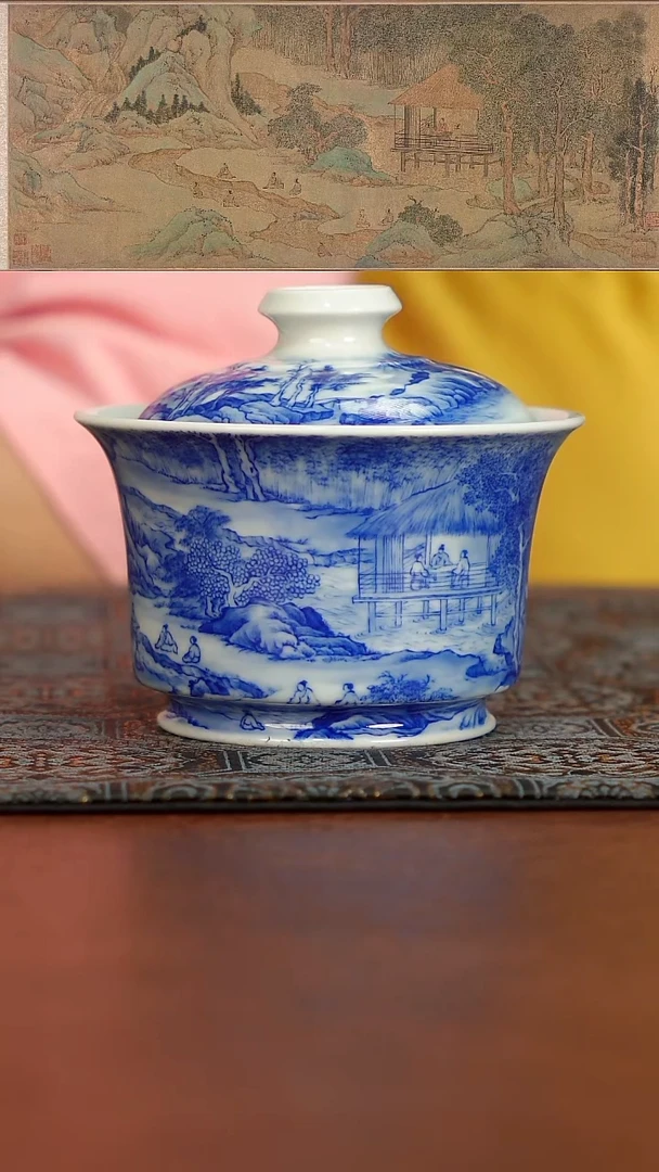 瓷片半山晓野】 宋画山水 兰亭