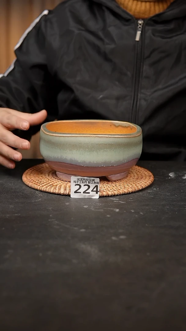 【闪购商品】瓷片224泥泥手工花盆口14高8