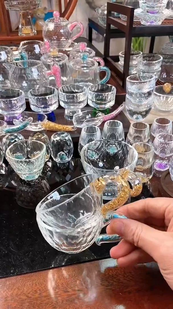 【闪购商品】玺宴新款水晶75毫升咖啡杯绿松石+金箔