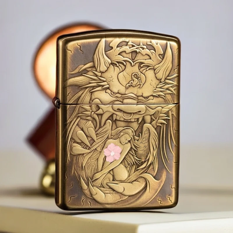 【CC】Zippo打火机黄铜盔甲3D立体浮雕般若214-DY9912FD