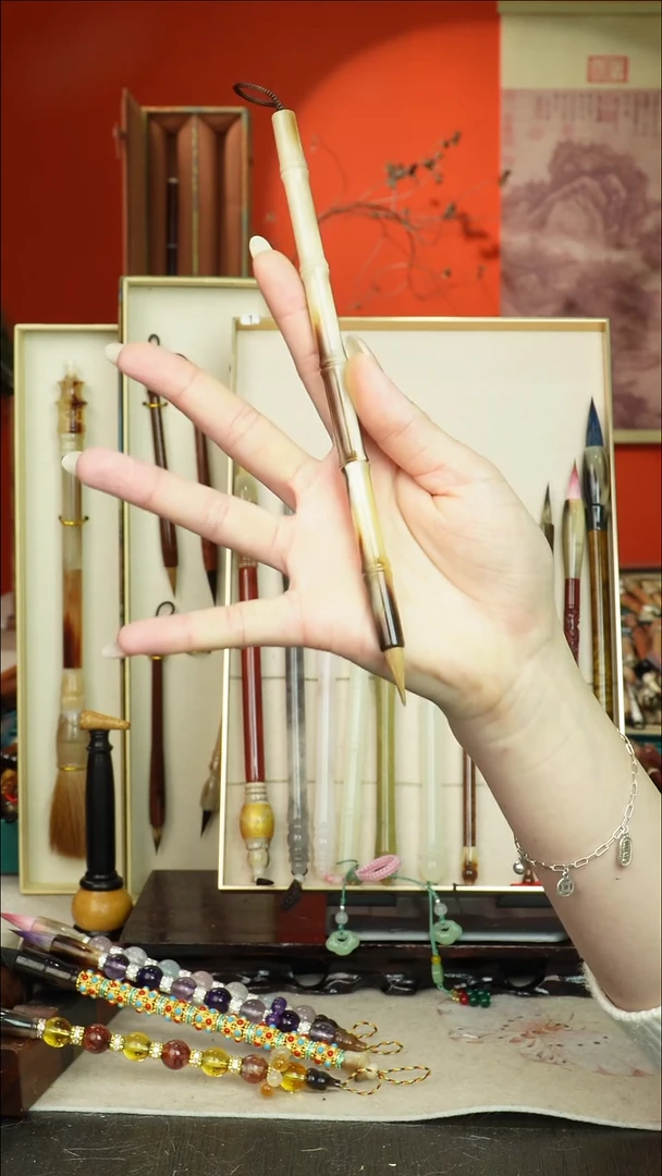 2号闪孤品高货毛笔链接 清水试笔 蘸墨不退