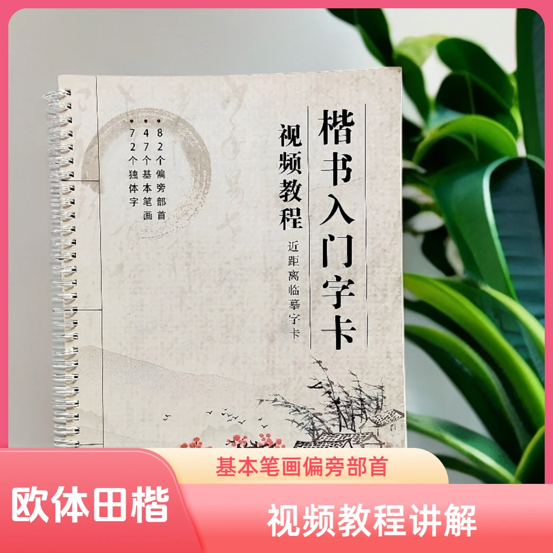 楷书初学者入门字卡毛笔书法初学者扫码看教学笔画部首16开白荷花