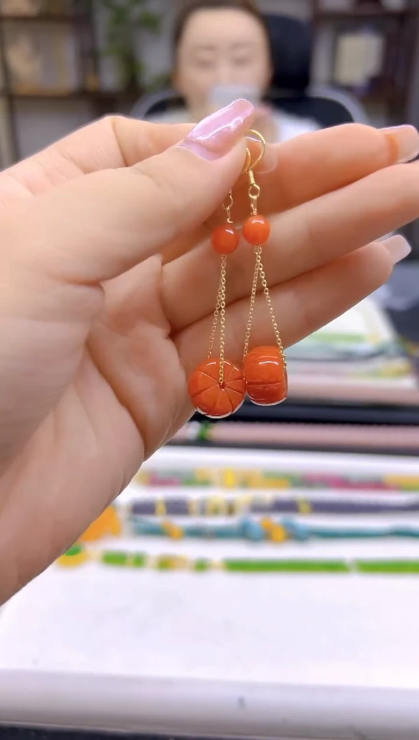 翡翠14K金镶嵌耳饰DIY款E845