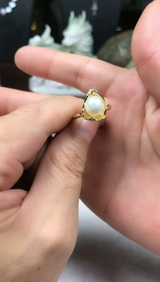 戒指银S925镶嵌淡水珍珠戒指