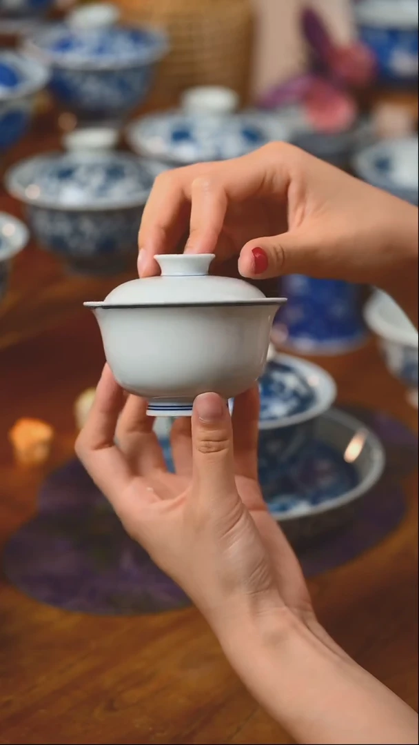 杯子白胎盖碗110