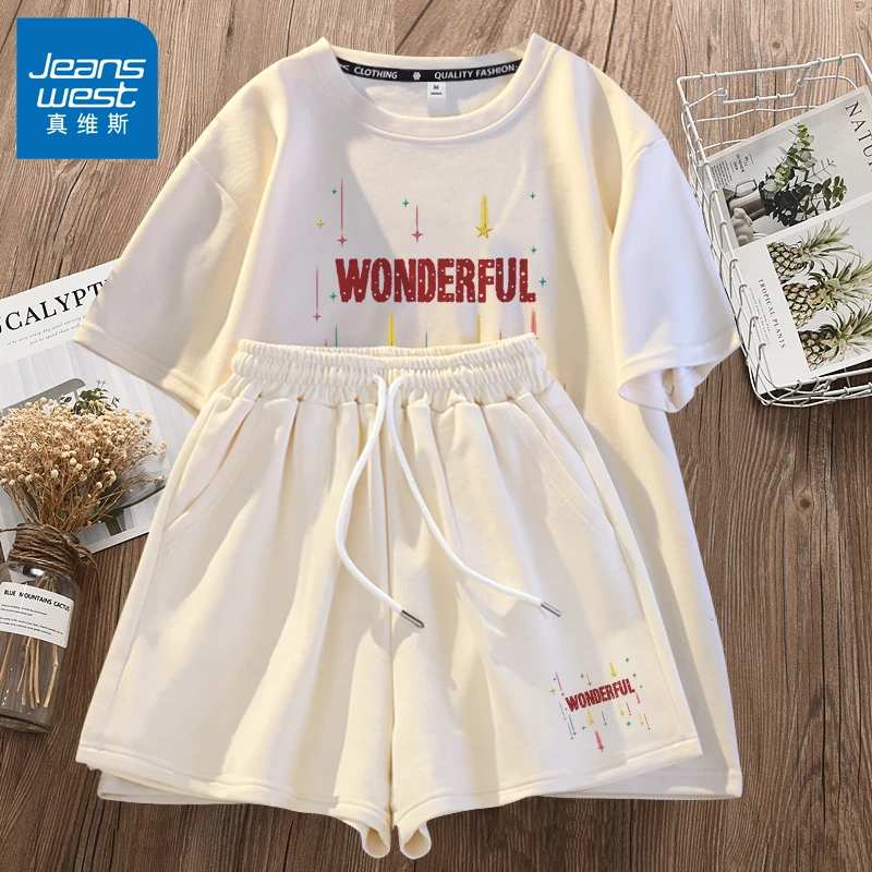 真维斯休闲套装女款设计感小众高级感2025新款爆款短袖短裤两件套