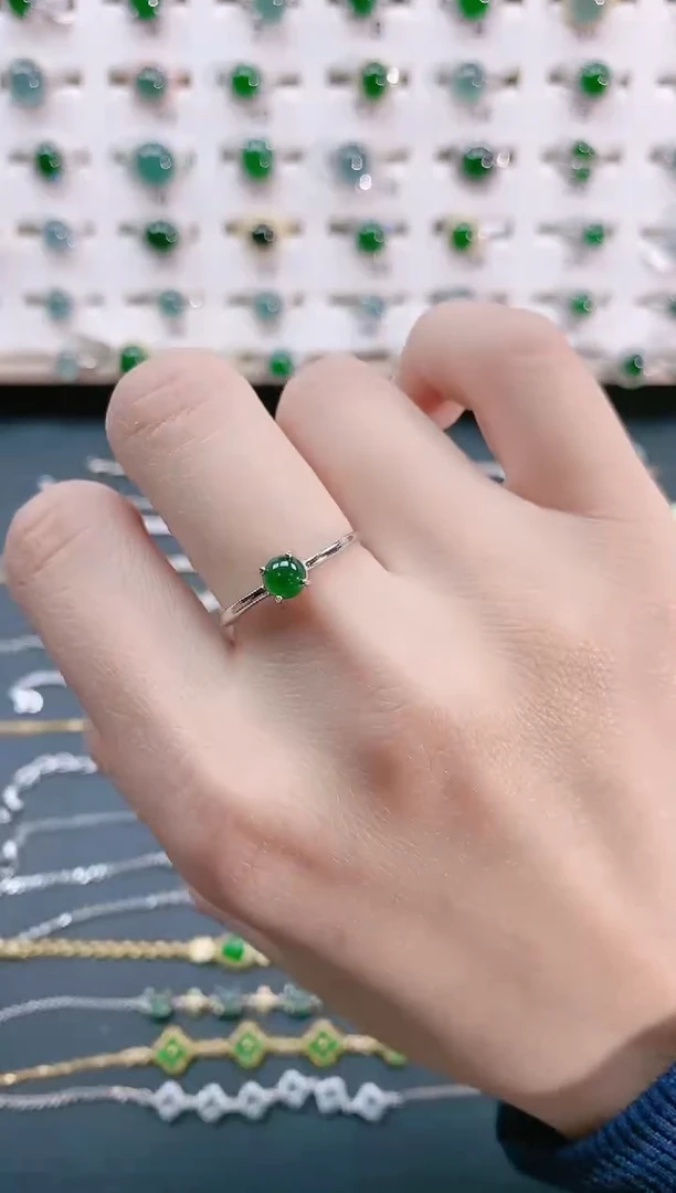 【闪购商品】翡翠戒指银S925镶嵌天然翡翠