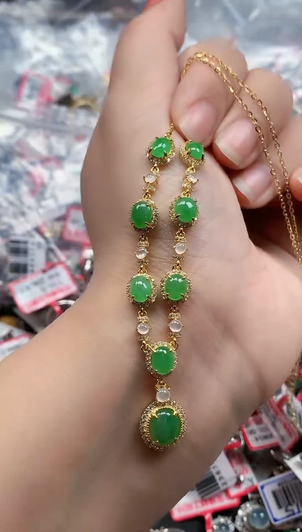 银S925镶嵌戒指翡翠天然A货缅甸翡翠