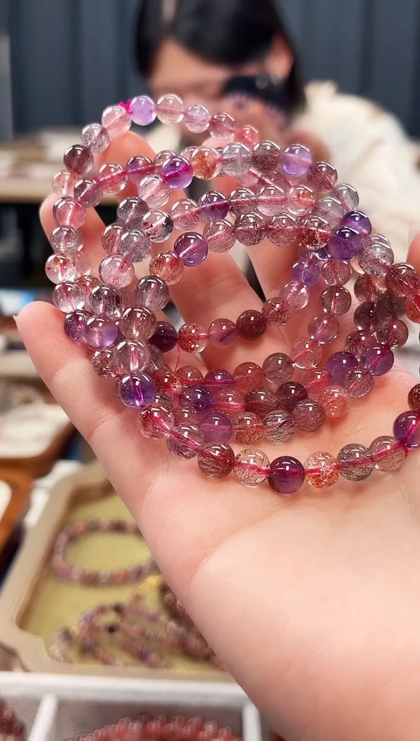 未镶嵌手串水晶彩超七单圈手串7mm【多样性发一】
