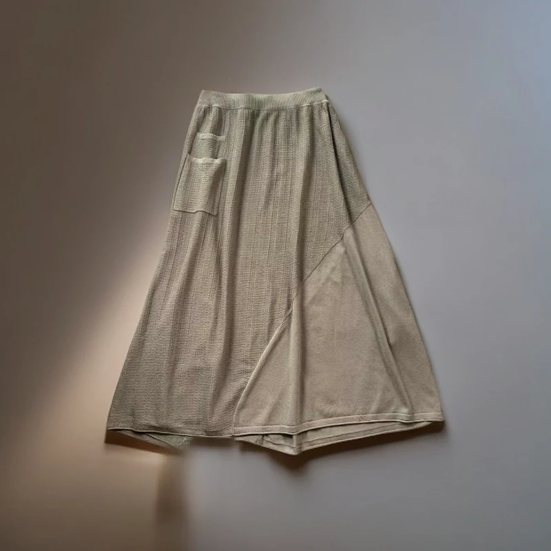 绒贝斯9172时尚半身裙女2025夏季新款高腰大摆中长款A字裙