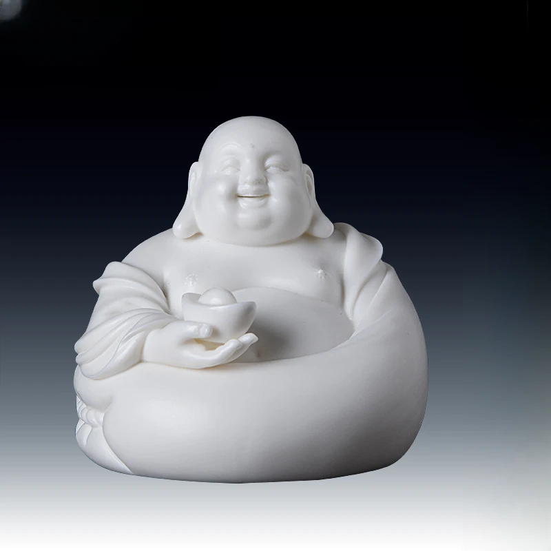 七珍大号陶瓷摆件德化白瓷林弋新《弥勒》大肚弥勒小弥勒瓷像家用