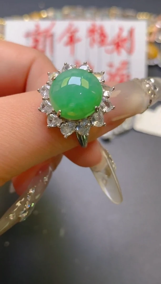 【闪购商品】翡翠耳饰银S925镶嵌天然A货翡翠1