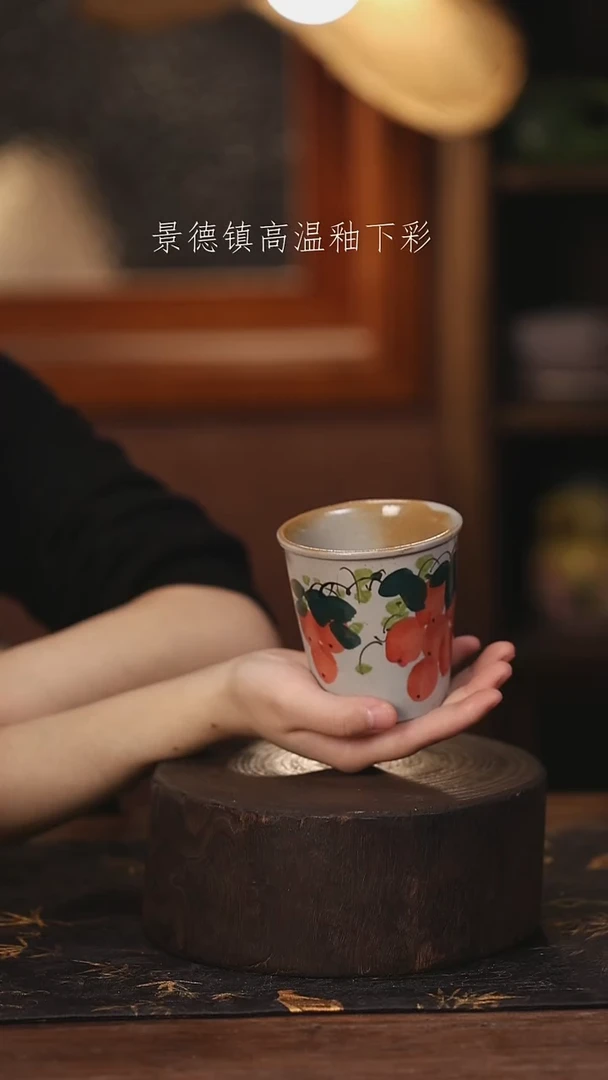 陶瓷景德镇高温釉下手绘陶瓷@L369@