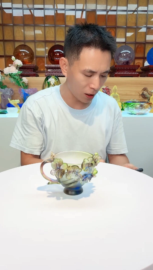 手工艺品琉璃彩色兰花咖啡杯