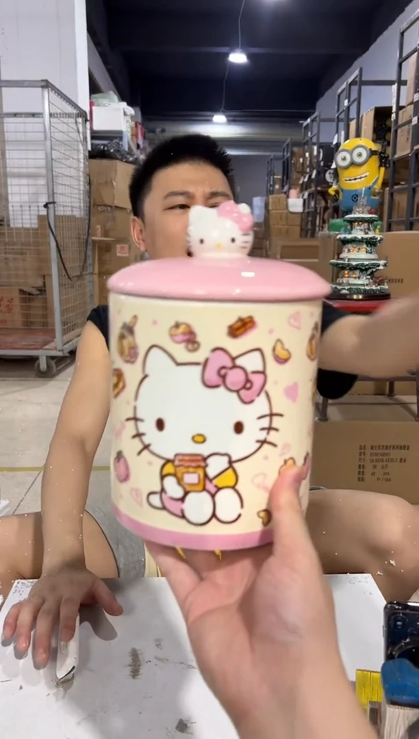 瓷片陶瓷b款粉色kt储物罐