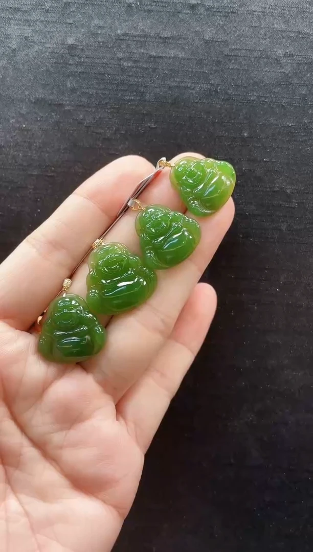 【闪购商品】和田玉吊坠18K金镶嵌多样性发一