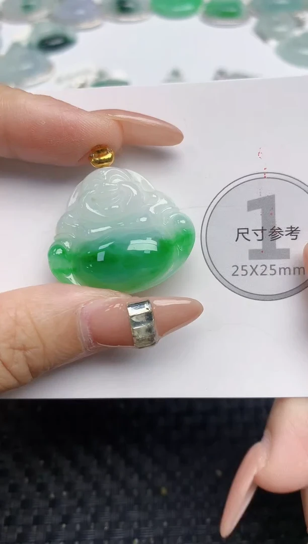 颈饰18K金镶嵌翡翠z 天然缅甸A货翡翠百元以上9元证书费自理