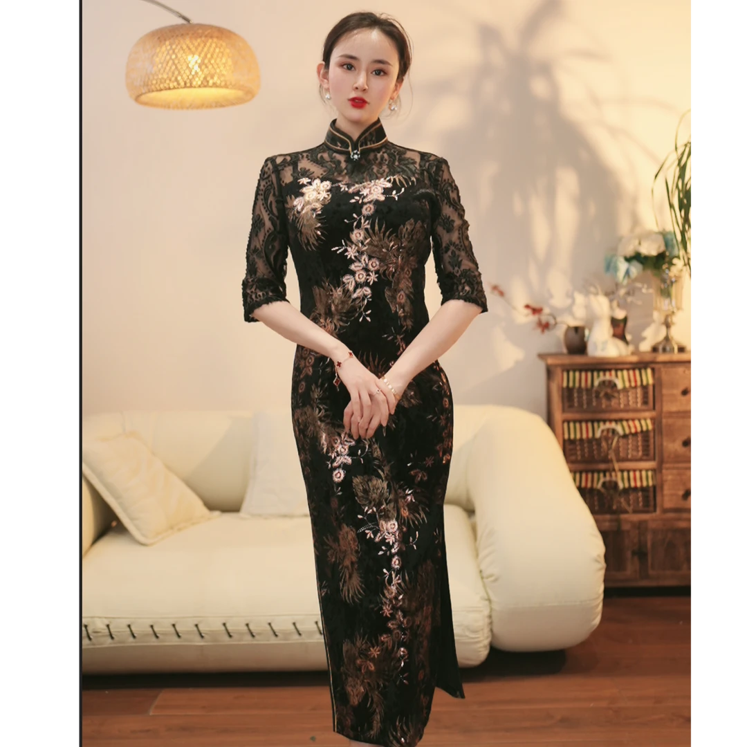 戚薇原创【寻香魅影】早春高品质旗袍气质优雅复古连衣裙