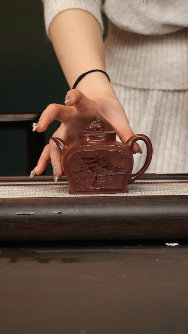 茶壶紫砂徐秀文/红泥/镂空四方/200c