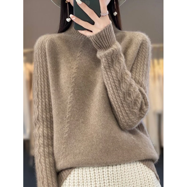 ZHANGLIXI 气质秋冬保暖上衣女士休闲100%纯羊毛衫 YM-QHNJR-883