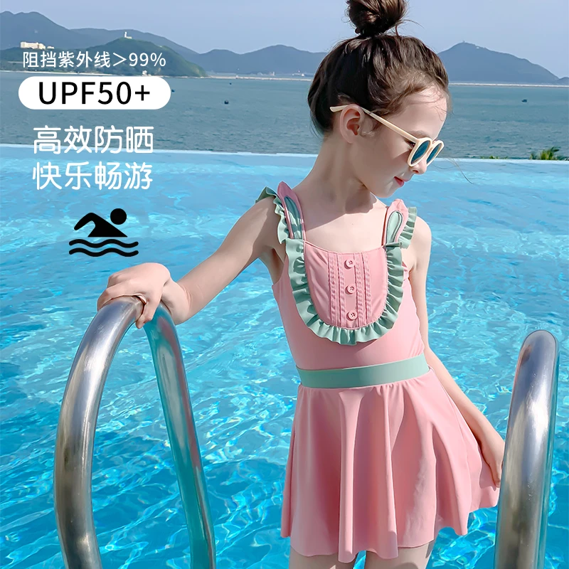 水手宝宝分体泳衣女童夏季防晒海边泳池防紫外线3729