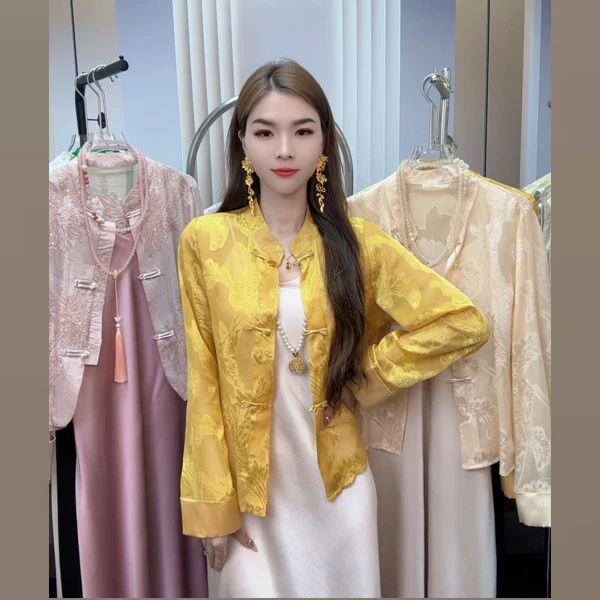 [轻羽]新中式正肩-好美国风显白女夏薄外套中国风气质