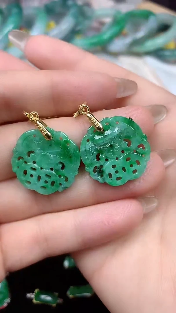 【闪购商品】翡翠耳饰银S925镶嵌耳饰