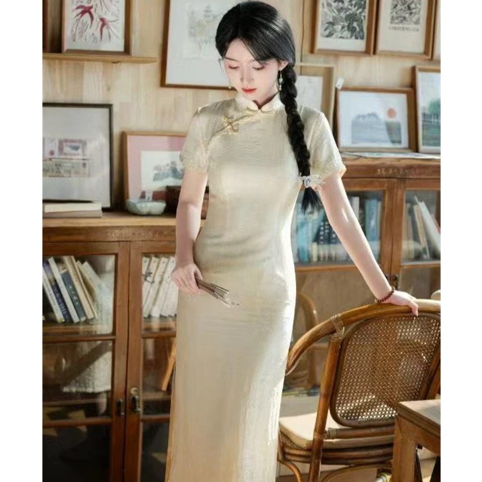 【汉御金堂】中国风复古气质传统款旗袍新中式日常旗袍双层衣长115