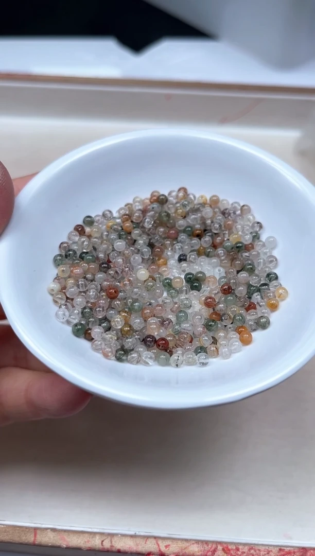 水晶珠宝半成品未镶嵌B1144 彩发晶3mm50个9.9元