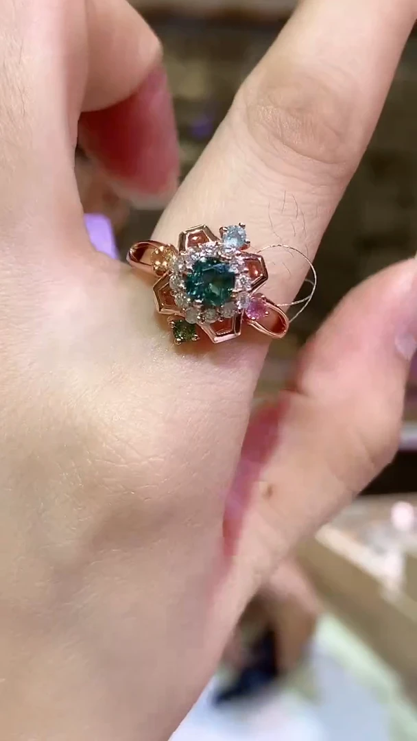 银S925镶嵌戒指碧玺041ZB1028产品一个