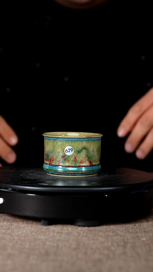 629#盼龙窑一级品原矿钧瓷竹节杯