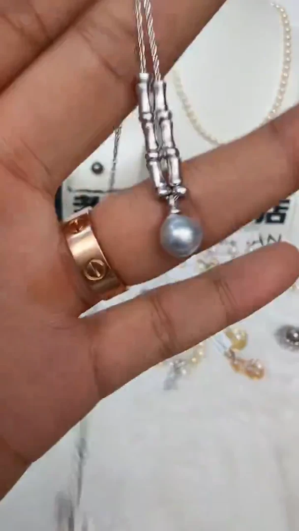 颈饰银S925镶嵌海水珍珠套链