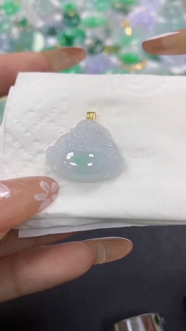 颈饰18K金镶嵌翡翠a货假一赔三支持复检百元上9元证书费自理