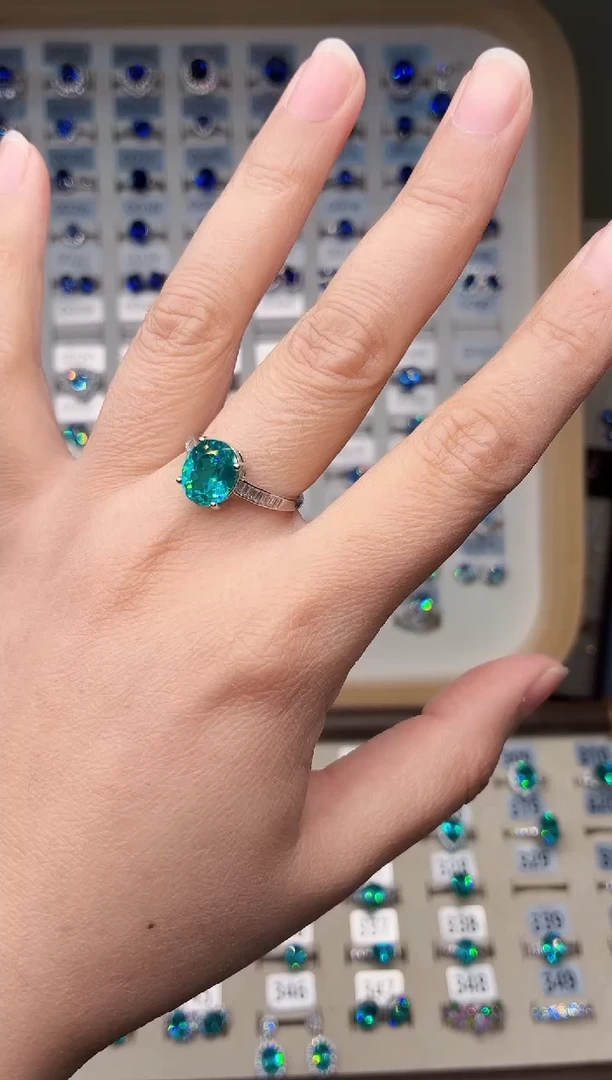 无925银925银 帕拉伊巴霓虹蓝色系列轻奢女神款式