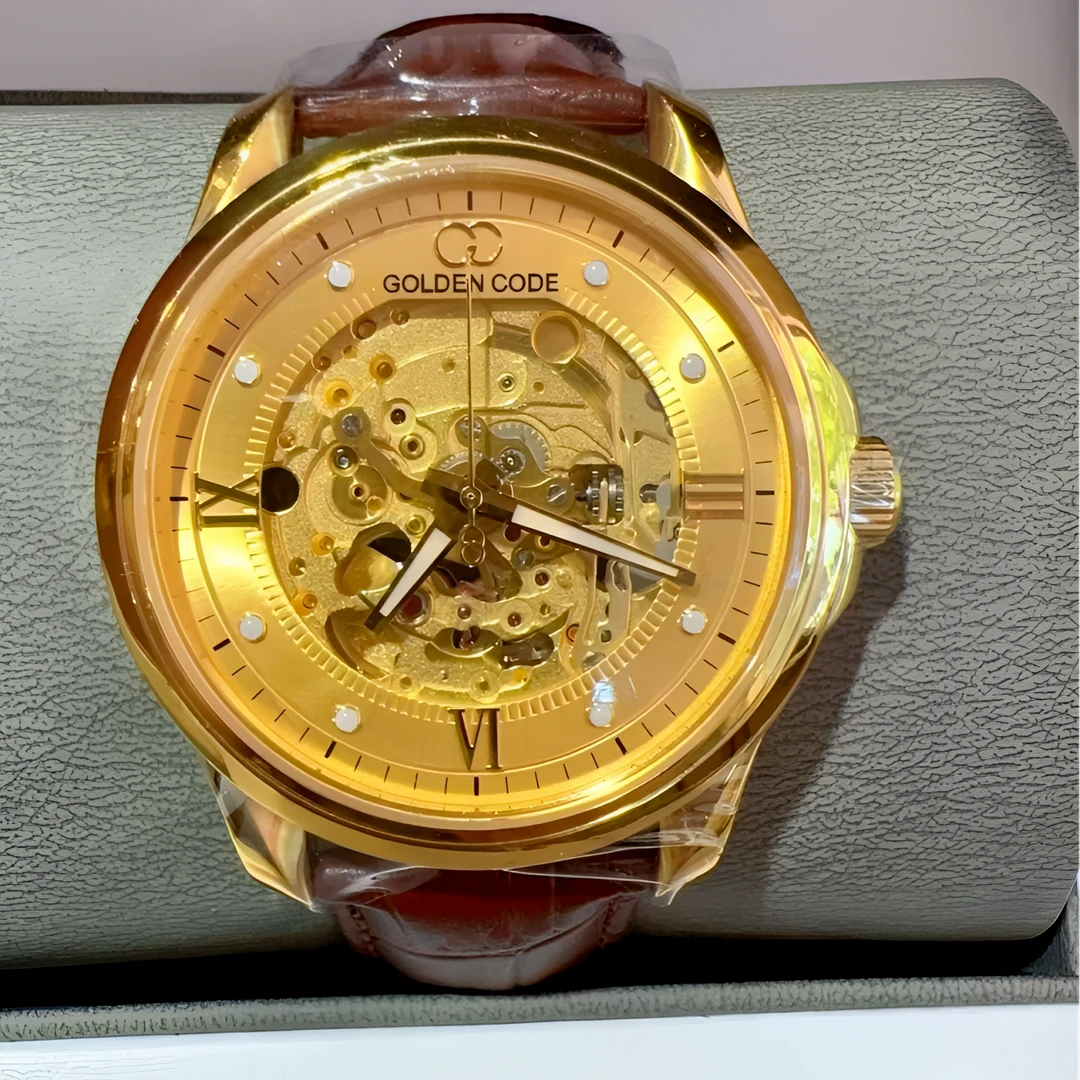 【新款上市】圆形金表黄金男士腕表高端进口机械机芯纯金手表