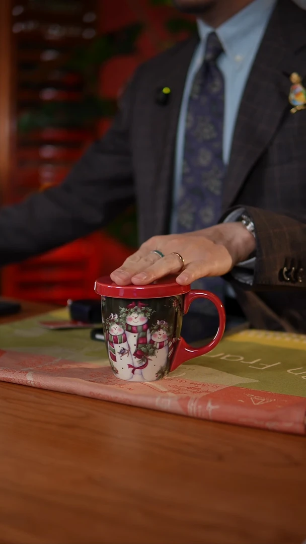 当代【JJ家】雪人盖杯带茶漏