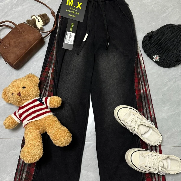 二龙欧货【拖地格子加绒裤】20300