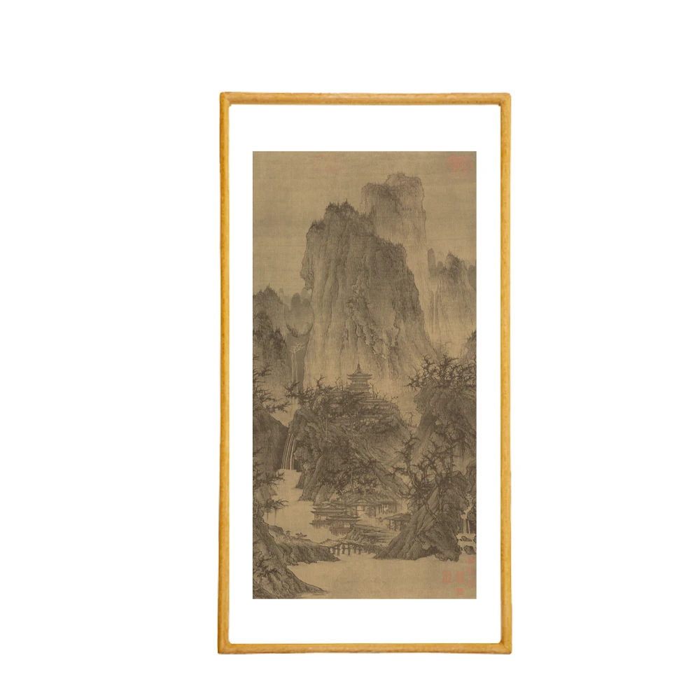 晴峦萧寺图博物馆复刻版画 新中式客厅书房玄关办公室