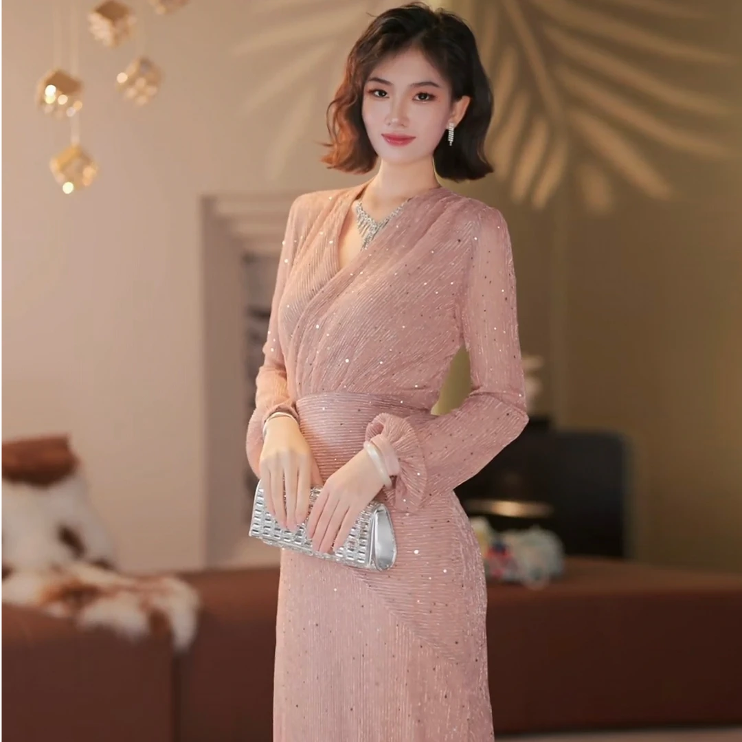 【梦琳】月光浮星春夏新款高级显瘦A版鱼尾连衣裙-YL11198