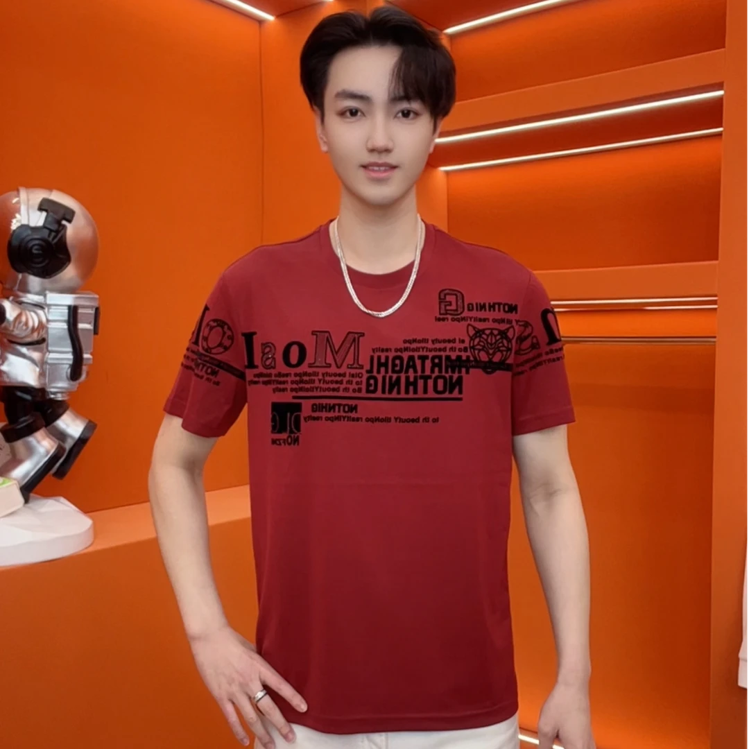 【轻奢植绒】男士夏季短袖T恤高货时尚修身圆领上衣百搭潮流Q2359