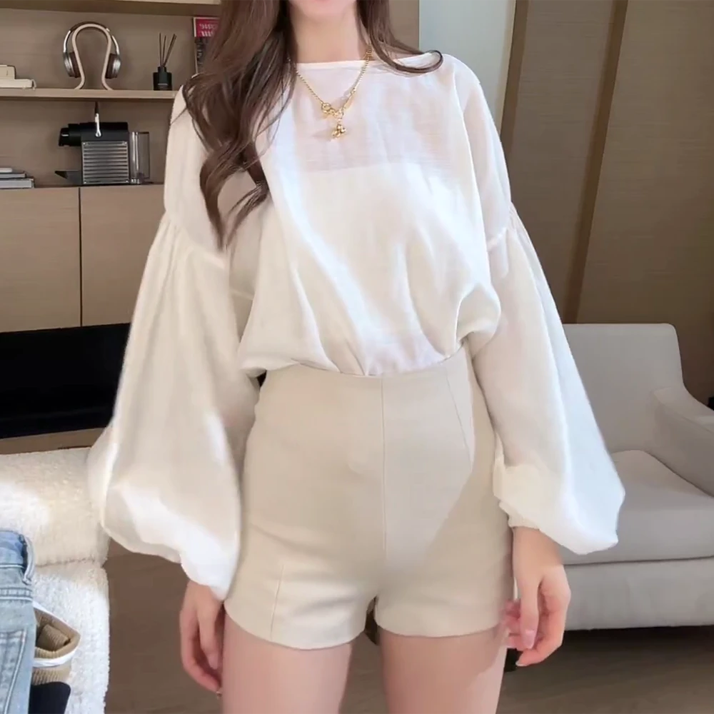 “如蝶在野”轻盈雾感灯笼袖天~丝醋~酸麻法式衬衫C5654