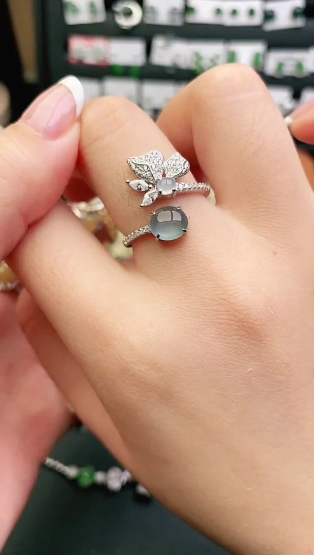 银S925镶嵌戒指翡翠0