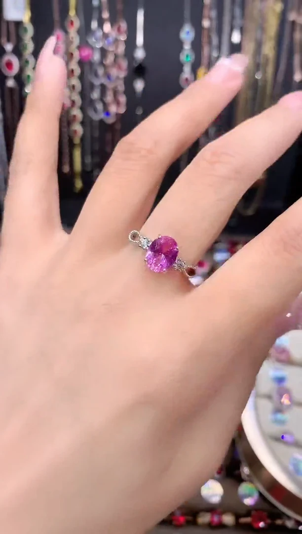 蓝宝石戒指银S925镶嵌银色