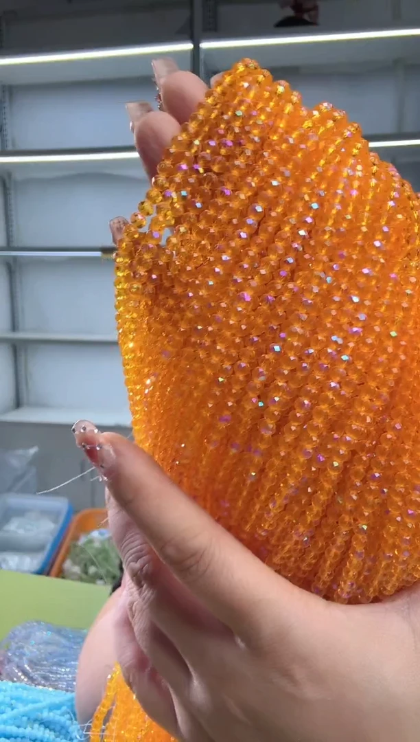 玻璃3145卡4水晶扁珠10条微光彩爱玛橙