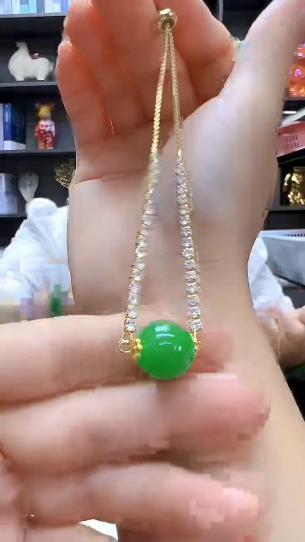 翡翠14K金镶嵌颈饰沉白diy劲饰